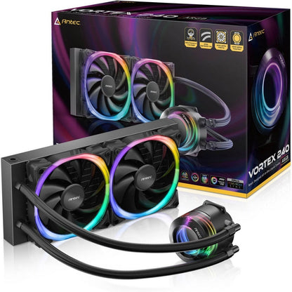 ANTEC VORTEX 240mm ARGB AIO Liquid CPU Cooler + ARGB Controller, EPDM High-Density Tubing, LGA 115x, 1200, 1700, 20xx, AM3, AM4 AM5, s