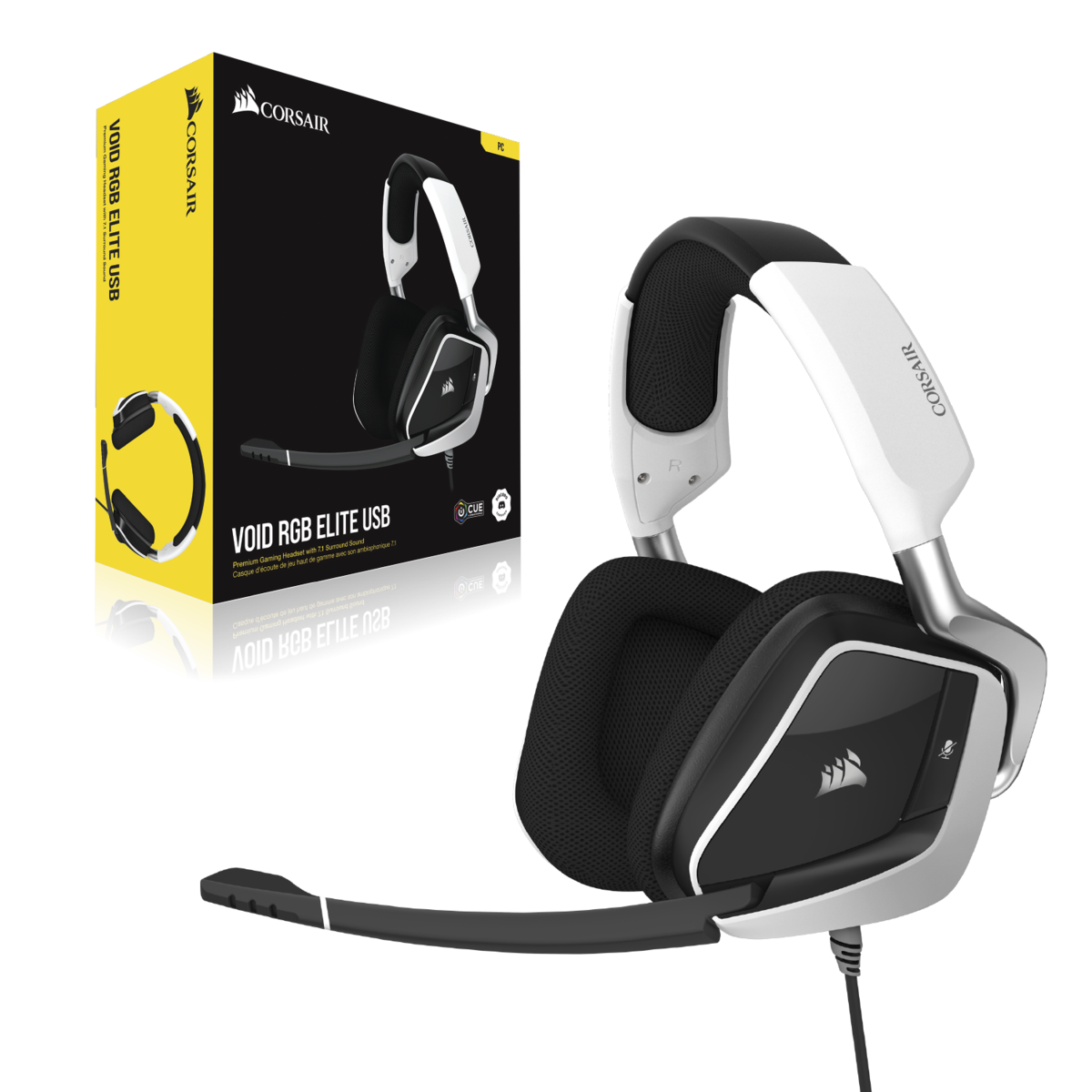 Corsair VOID Elite White USB Wired Premium Gaming Headset