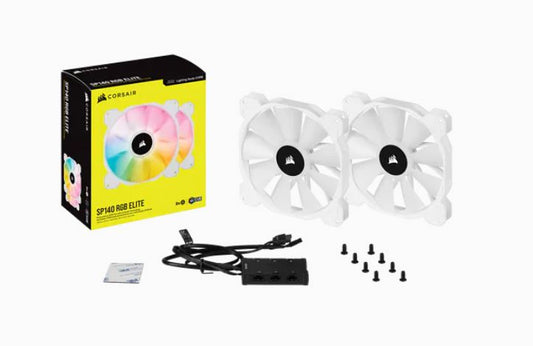 CORSAIR White SP140 RGB ELITE, 140mm RGB LED Fan with AirGuide