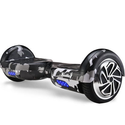 BULLET Electric Hoverboard Scooter 6.5 Inch Wheels, Colour LED Lighting, Carry Bag, Gen III Camo Grey