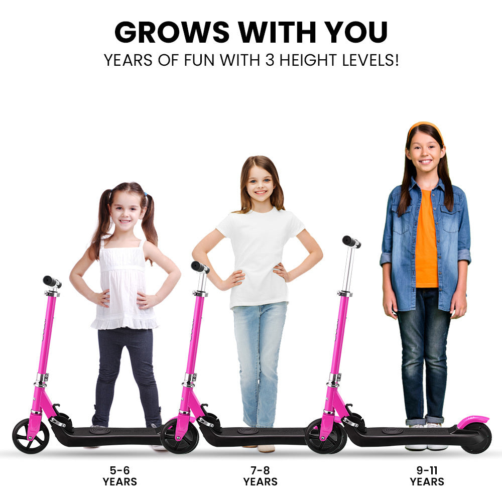 ROVO KIDS Electric Scooter Lithium Ride-On Foldable E-Scooter 125W Rechargeable, Pink