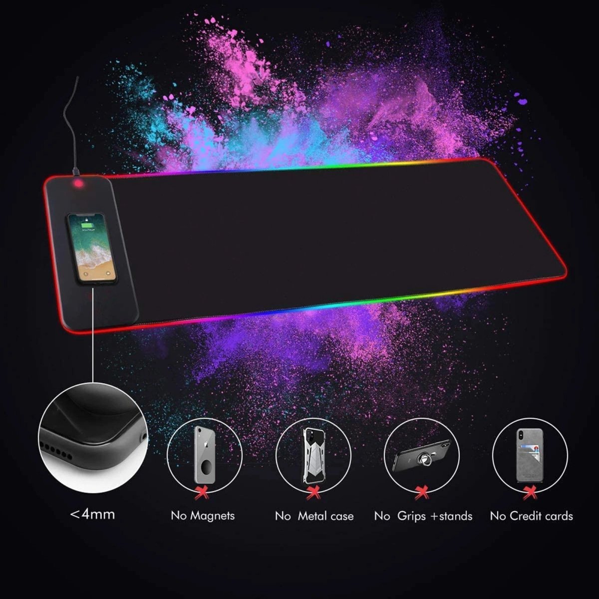 RGB Wireless 15W Oversized Charger Mouse Pad