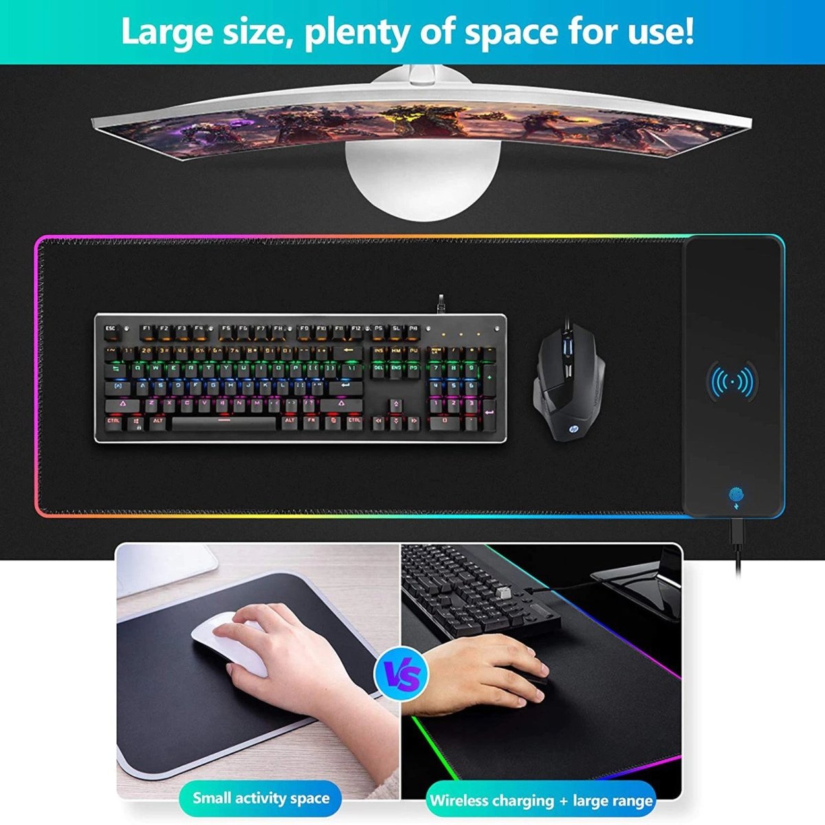 RGB Wireless 15W Oversized Charger Mouse Pad